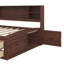Lit capitaine pleine grandeur en bois avec tablettes de rangement intégrées, tiroirs et armoires doubles