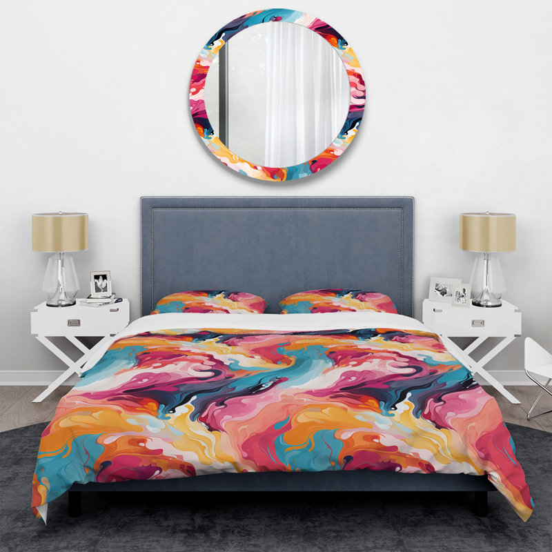 Popart Dynamic Brushstrokes - Ensemble de housse de couette à motif abstrait