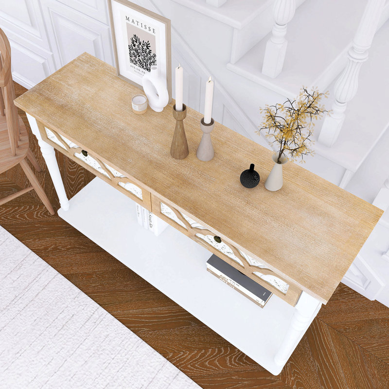 48 Inch Long Console Table With 2 Drawers And 1 Bottom Shelf For Entryway Hallway Easy Assembly - Traditional Craftsmanship And Functionality Combined