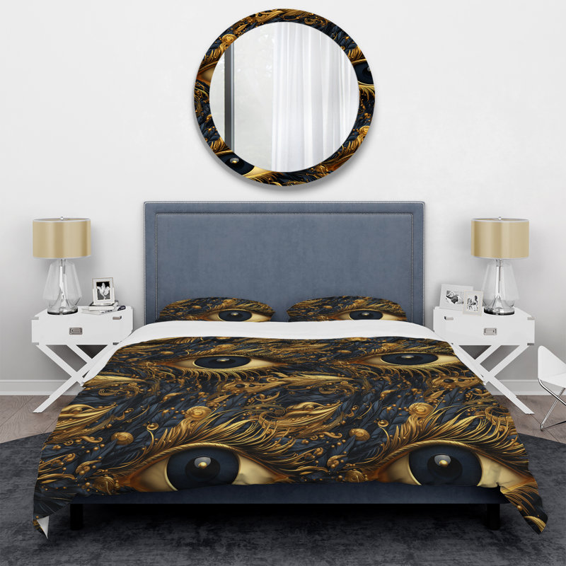 Ensemble de housse de couette Gold Golden Eyes Illusion - Marble, Housse de couette pour très grand lit et 2 très