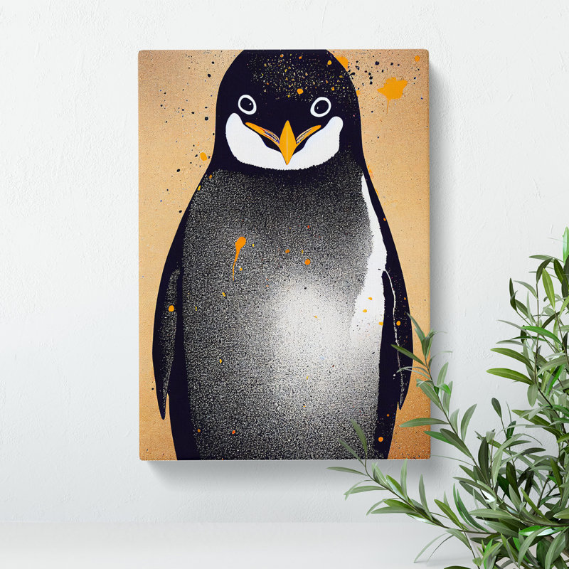 Penguin Graffiti No.1 - Wall Art, Wrapped Canvas, 76cm H x 50cm W, No Matte