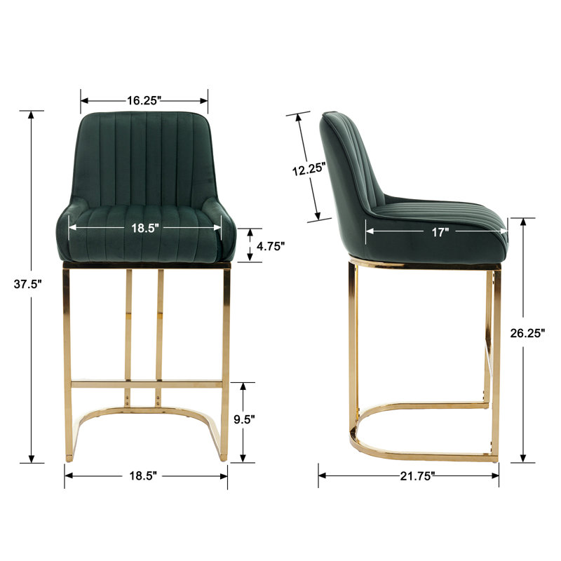 Tabouret de comptoir 26,25 po, Vert, Or