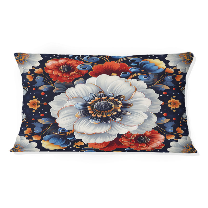 Coussin Paisley Floal Damaask - Floral, Bleu/rouge
