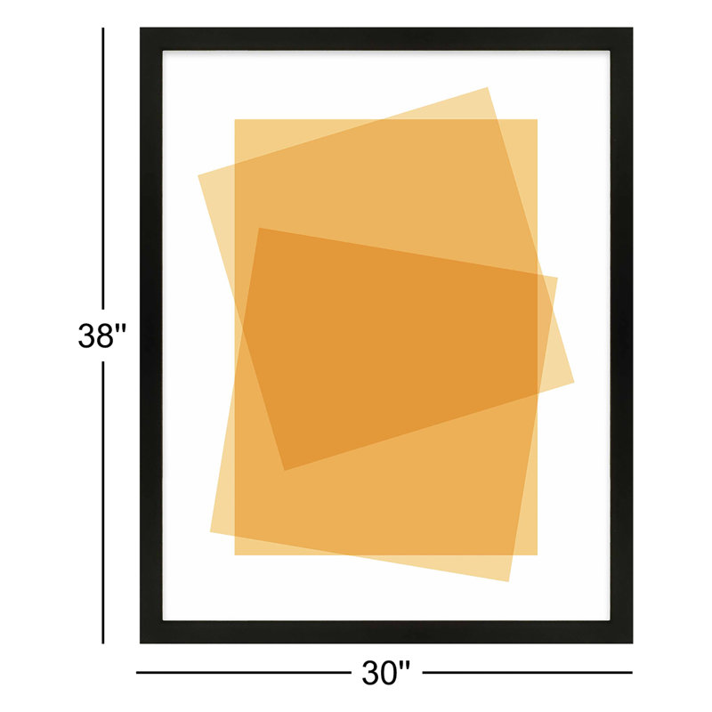 «Kami Yellow Kami» encadré par Jacques Pilon, Papier avec cadre noir, H 38 po x l 30 po