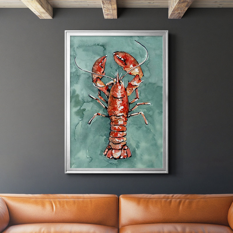 Aquatic Lobster I, reproduction d'art encadrée, H 42,5 po x l 30,5 po x P 1,25 po, Argent