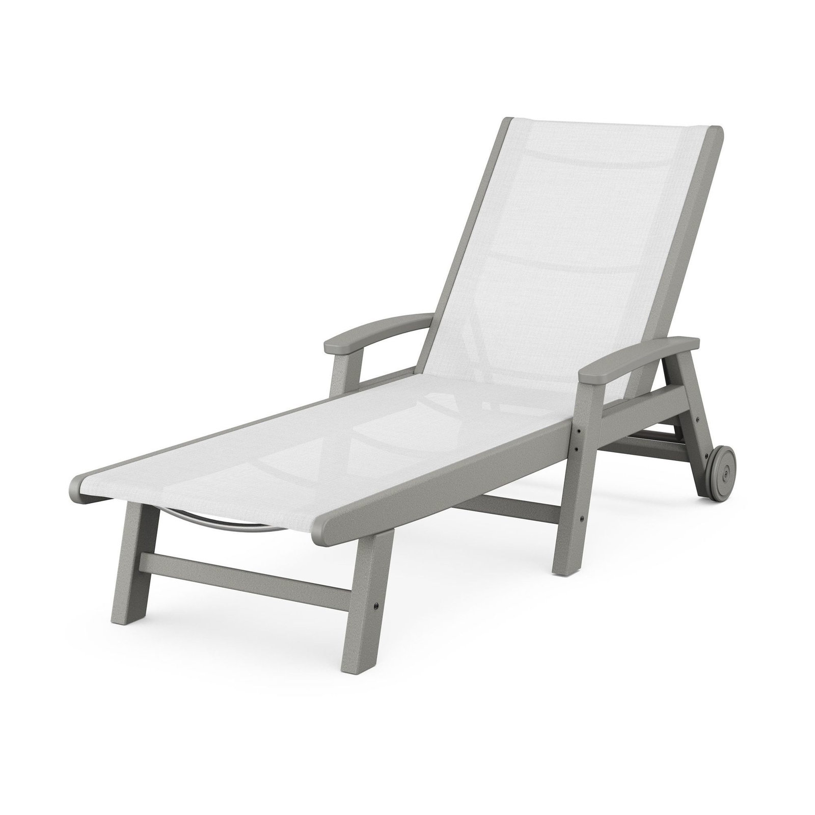 POLYWOOD® Coastal 28" Patio Chaise Lounge, White, Slate Gray