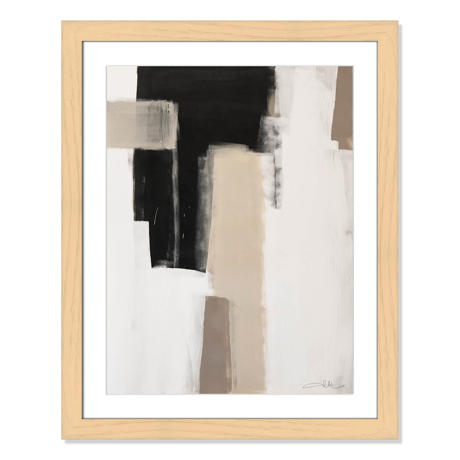 Calvin "Earth Scapes I" Print, 31" H x 25" W x 1.25" D, Natural Cube Frame Matted