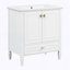 Meuble-lavabo autoportant avec 1 tiroir et 2 portes à fermeture douce avec rangement pour porte-129028536