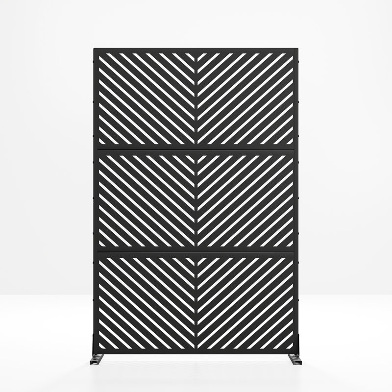 Harmon 4 ft. W Laser Cut Metal Privacy Screen, Black
