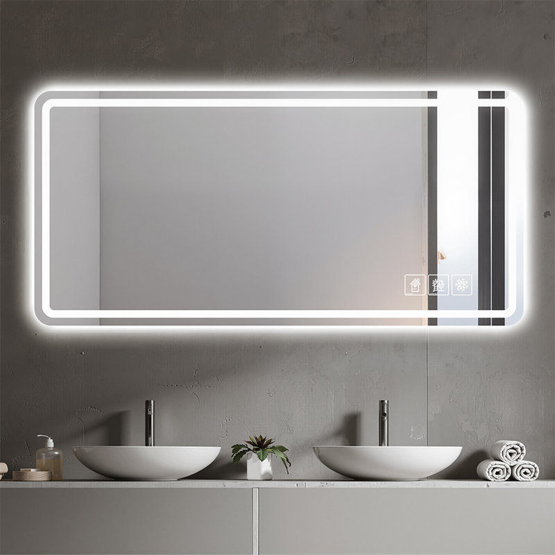 Frameless LED Bathroom Mirror with Anti-Fog, Wall Mounted Lighted Vanity Mirror