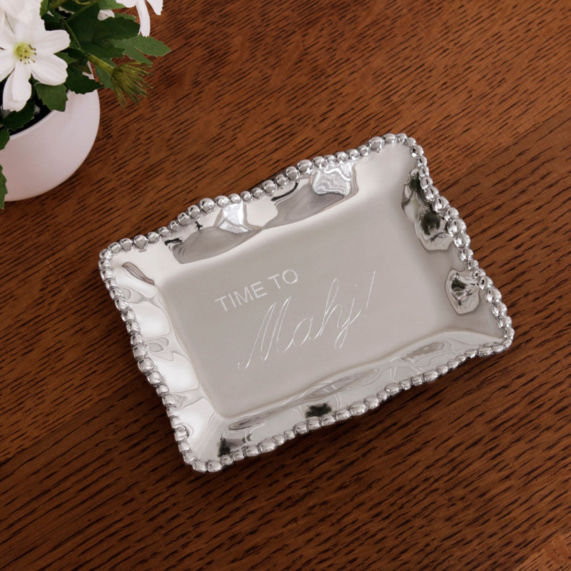 Plateau rectangulaire à perles gravé de Giftable Time To Mahj!