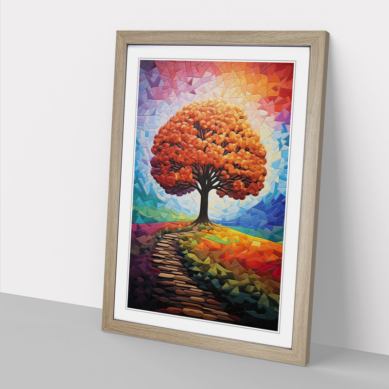 Oak Tree Colour Field - Single Picture Frame Print on Wood, Oak, 34cm H x 25cm W x 2cm D