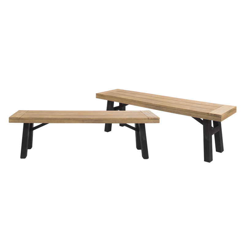 Outdoor Dining Set with 2 Benches and 1 Dining Table (3 pcs)