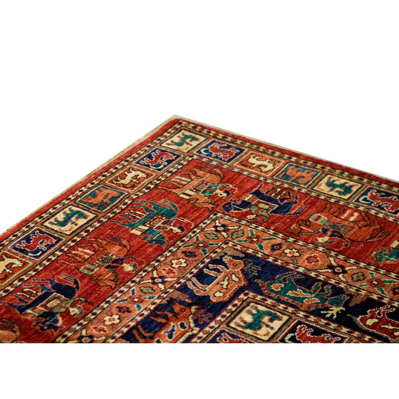 Hand-Knotted High-Quality Red Square Area Rug