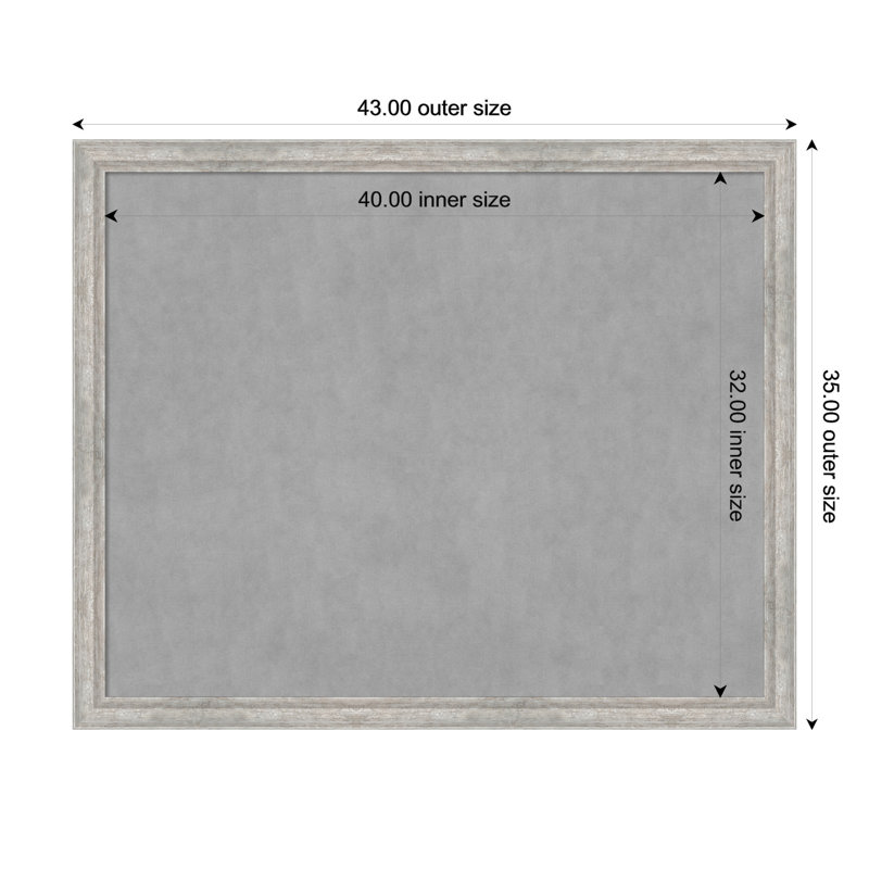 Tableau magnétique angulaire à cadre argenté, H 35 po x l 43 po