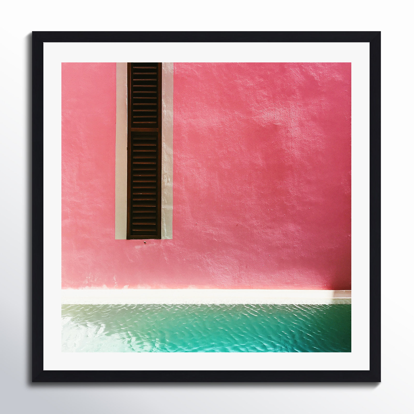 Haseebullah "Mexican Pink Rosa Mexicano" Print, Black Floater Framed, No, 12" H x 12" W x 2" D
