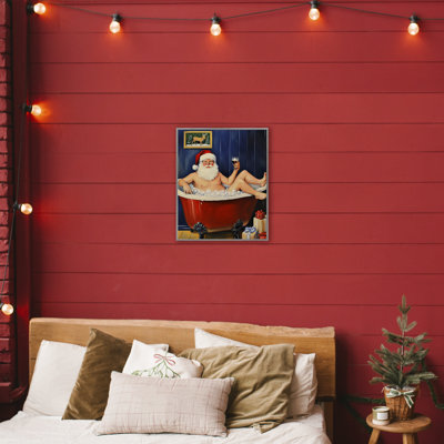 «Joyful Bathaign Santa», estampe numérique, design par Arlington Prints