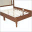 Full Size Wooden Platform Bed with Natural Rattan Headboard and Wooden Slat Support-214291834-214291832