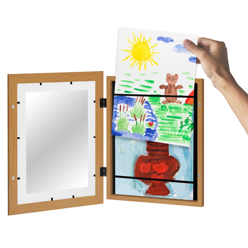 Wiedeman Kids Art Frame 10 x 12.5” with 8.5 x 11” Mat - Composite Wood with Glass (Set of 2), Oak