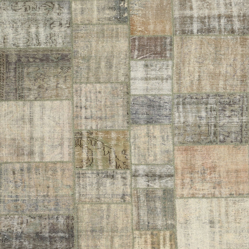 Tapis d’olive/gris/crème contemporaine Patrece, Carré 8 pi