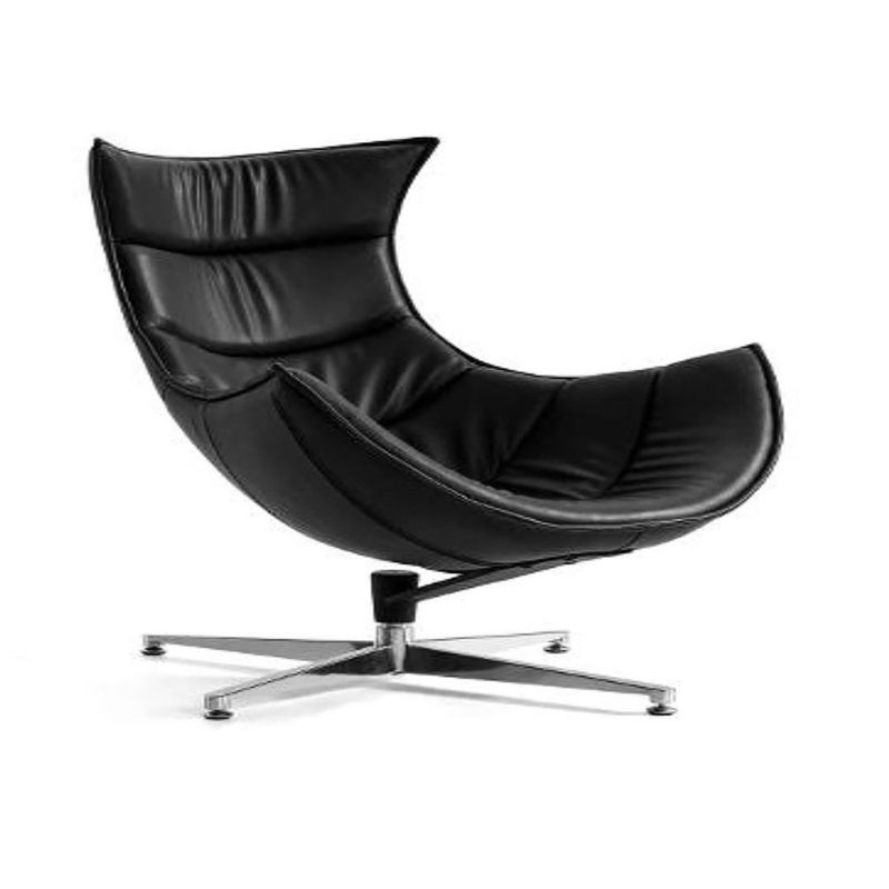 Chaise longue pivotante de 31 po Bisham, Similicuir noir