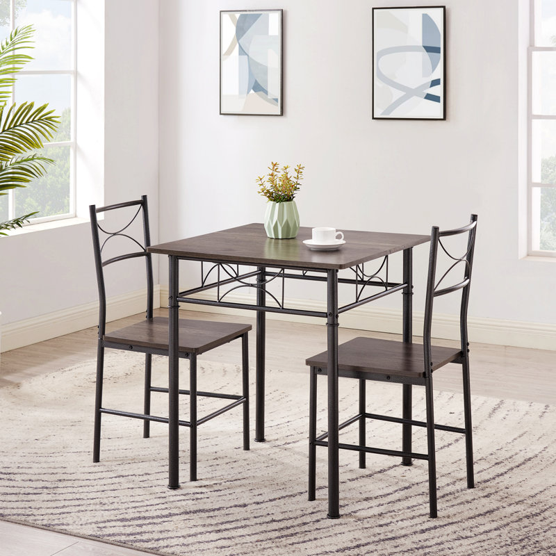 Ensemble de table 3 pièces pour salle à manger, Gris, Gris