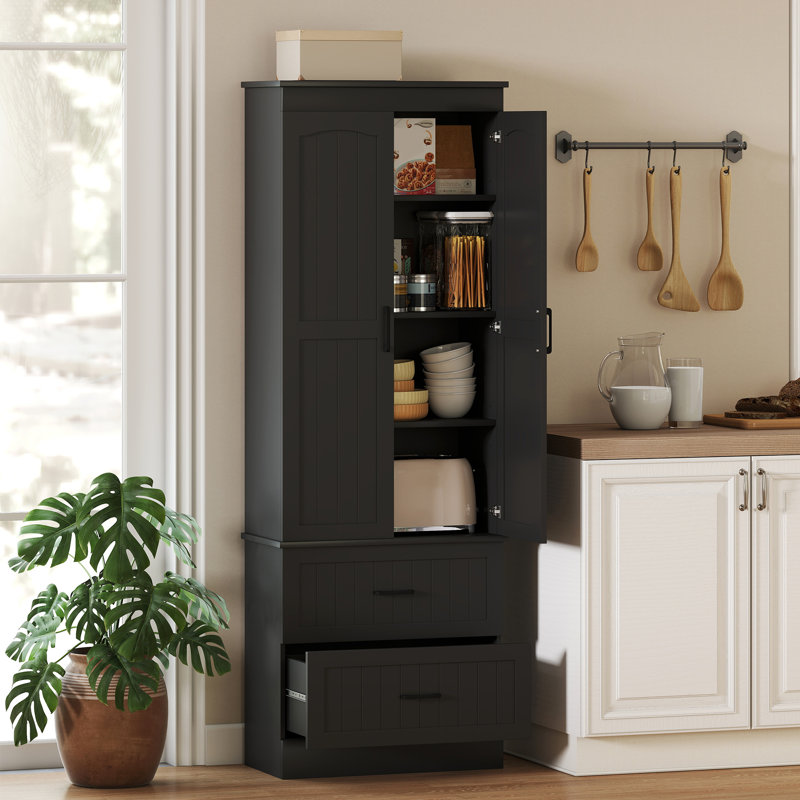 Grand garde-manger, armoire de cuisine de ferme de 67 po, blanc, Blanc