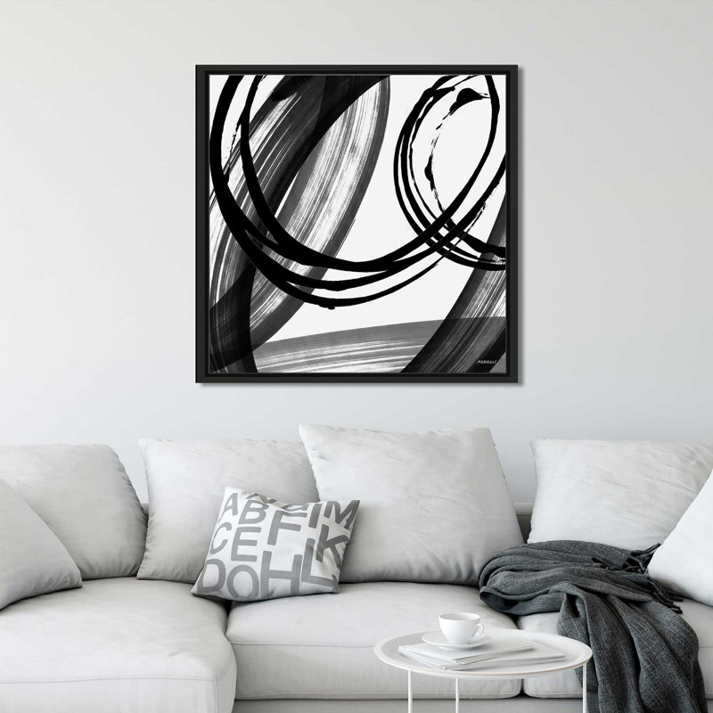 «Black and White Pop I», impression, H 21,5 po x l 21,5 po x P 2 po, Cadre flottant noir