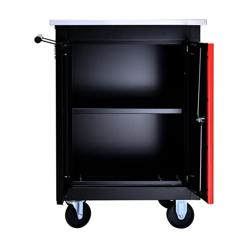 Armoire noire et rouge avec surface de rangement pour chariot à poids brut de 41,23 lb