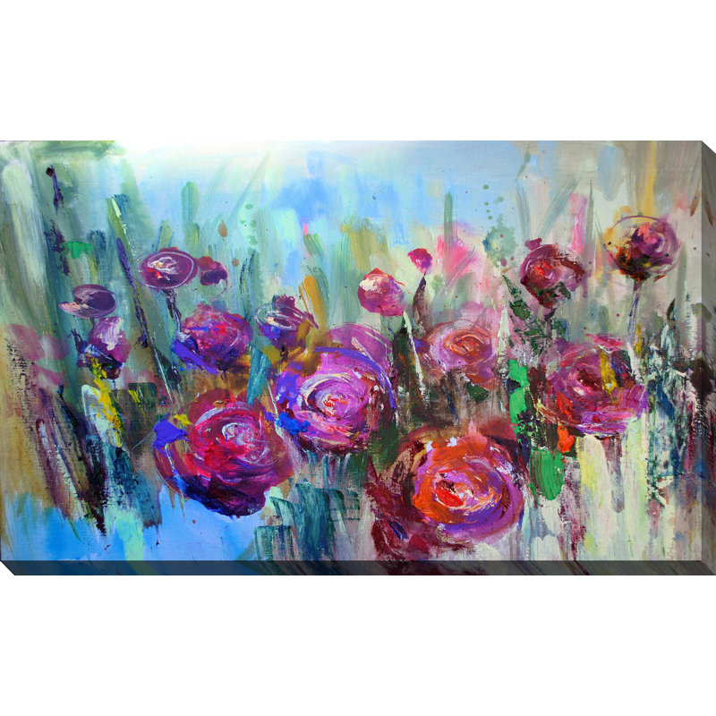 « painted fleurs », reproduction de peinture à l’acrylique sur toile tendue, H 24 po x l 40 po x P 1,5 po