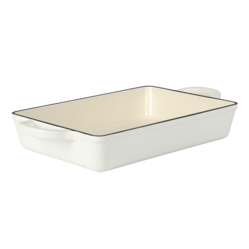 Crock-Pot Artisan 13" Enameled Cast Iron Lasagna Pan – Matte Linen White, Durable Oven Safe Bakeware - Thumbnail 5