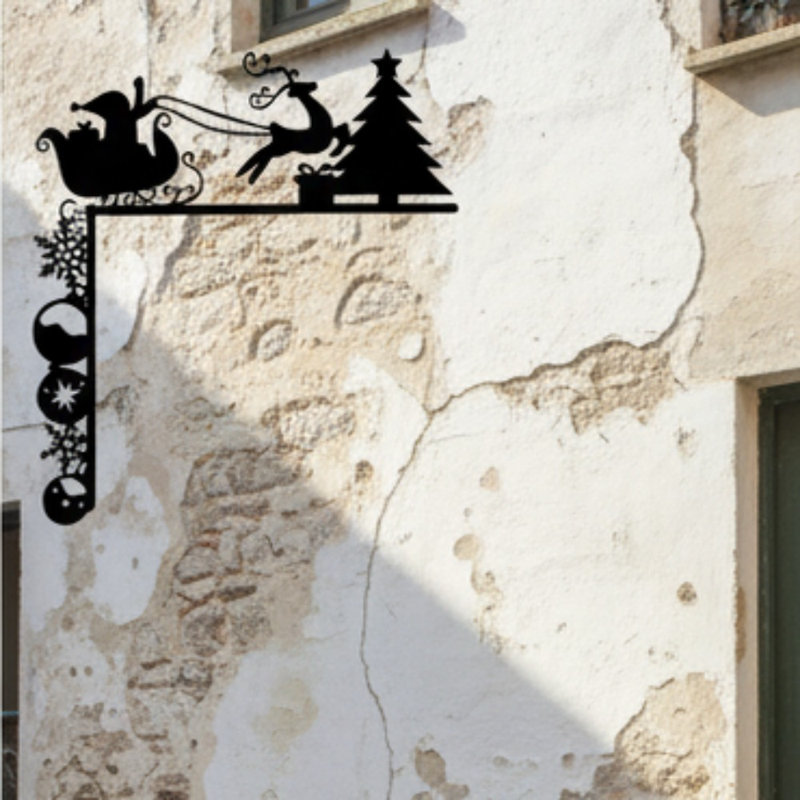 Adhésif décoratif de coin de Noël traîneau et renne amovible