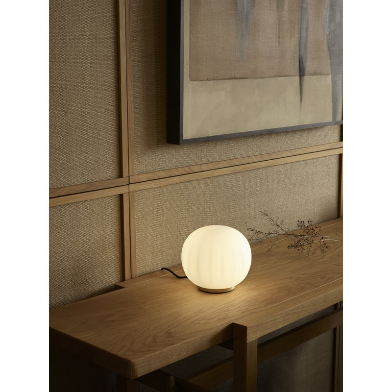 10.2" Brass Table Lamp, White