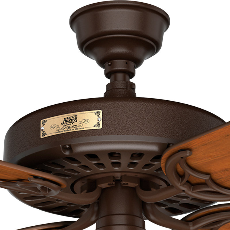 Hunter Original 52" 4 or 5 - Blade Outdoor / Indoor Traditional Ceiling Fan with Pull Chain, Chestnut Brown