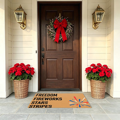 Firework Star Stripe 24 x 36 inch Door Mat Indoor Outdoor Juneteenth Patio Hallway