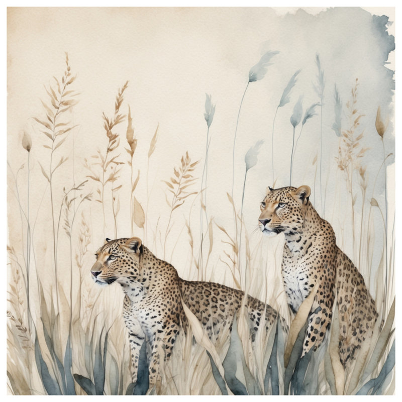 Rideaux de fenêtre guépard dans l'herbe haute, 50 po x 92 po - 1 panneau, Transparent