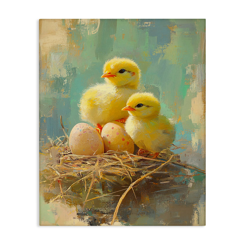 Pâques, poussins et œufs, conception par Franklyn Gregory, H 30 po x l 24 po