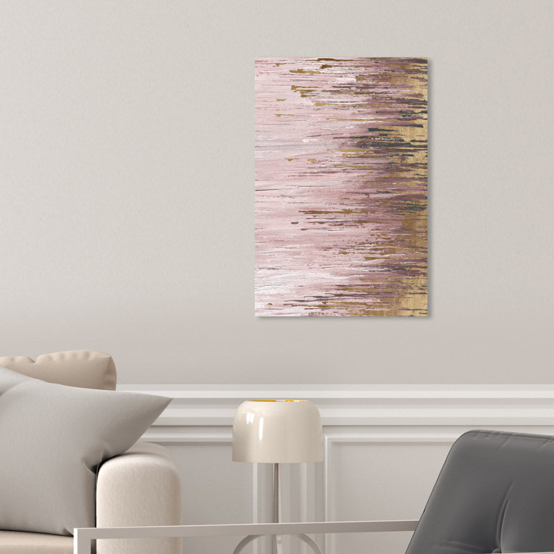«Blush Rains Duet I», peinture sur toile, Toile tendue, H 15 po x l 10 po