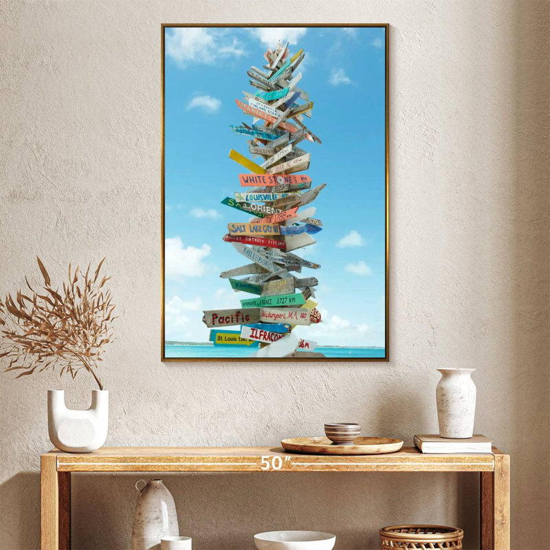 Panneaux de plage des Bahamas, Floating Frame Gold, 27" x 40"