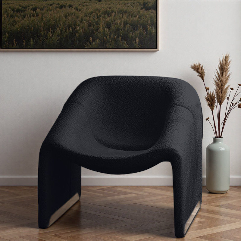 Fauteuil de loisir rétro en velours., Noir