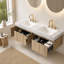 Meuble-lavabo suspendu double de 76 cm (30 po) avec comptoir en pierre frittée et lavabos en céramique, fini chêne brun-133702372-134756501