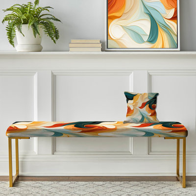 Banc rembourré éclectique doré