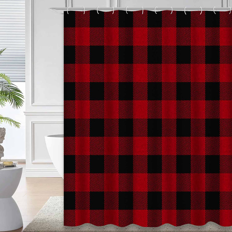 Rideau de douche rouge imperméable, rideaux de douche pour la salle de bain avec 12 crochets, 72" L x 72" W