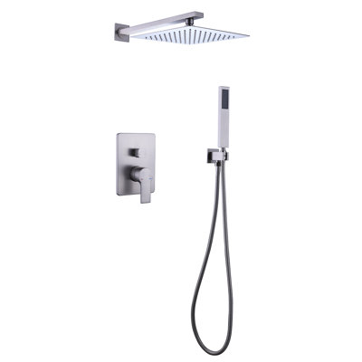 Système de douche complet à pression équilibrée avec pomme de douche à valve brute