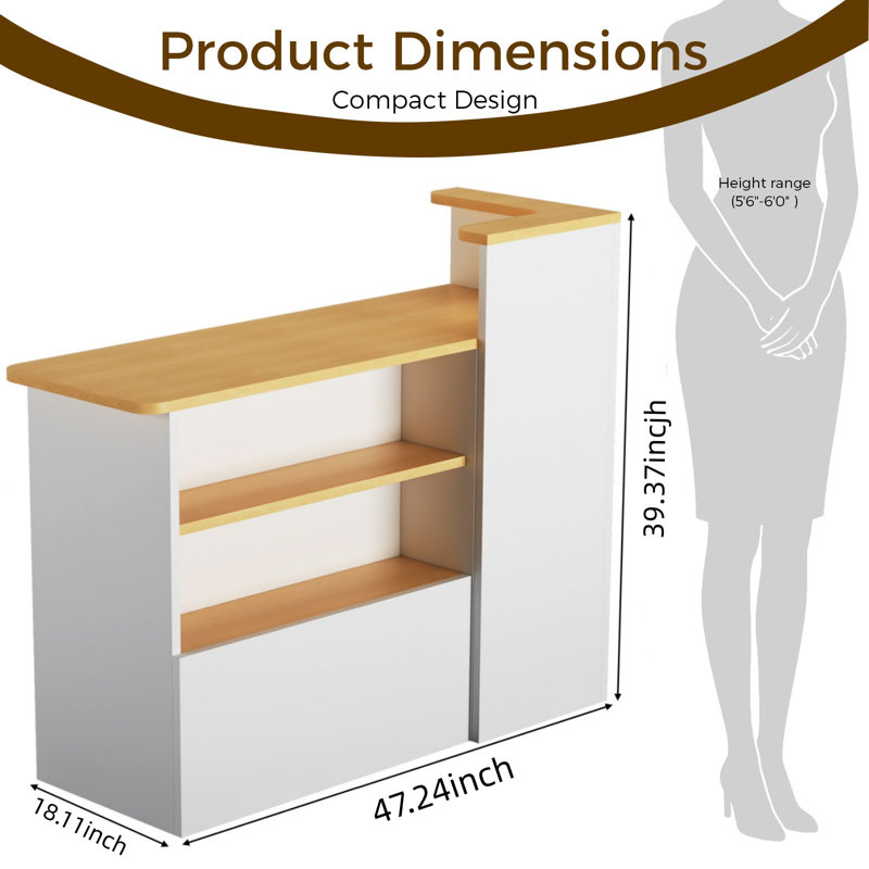 Premium Modern Rectangular Reception Desk With RGB Lighting And Lockable Storage