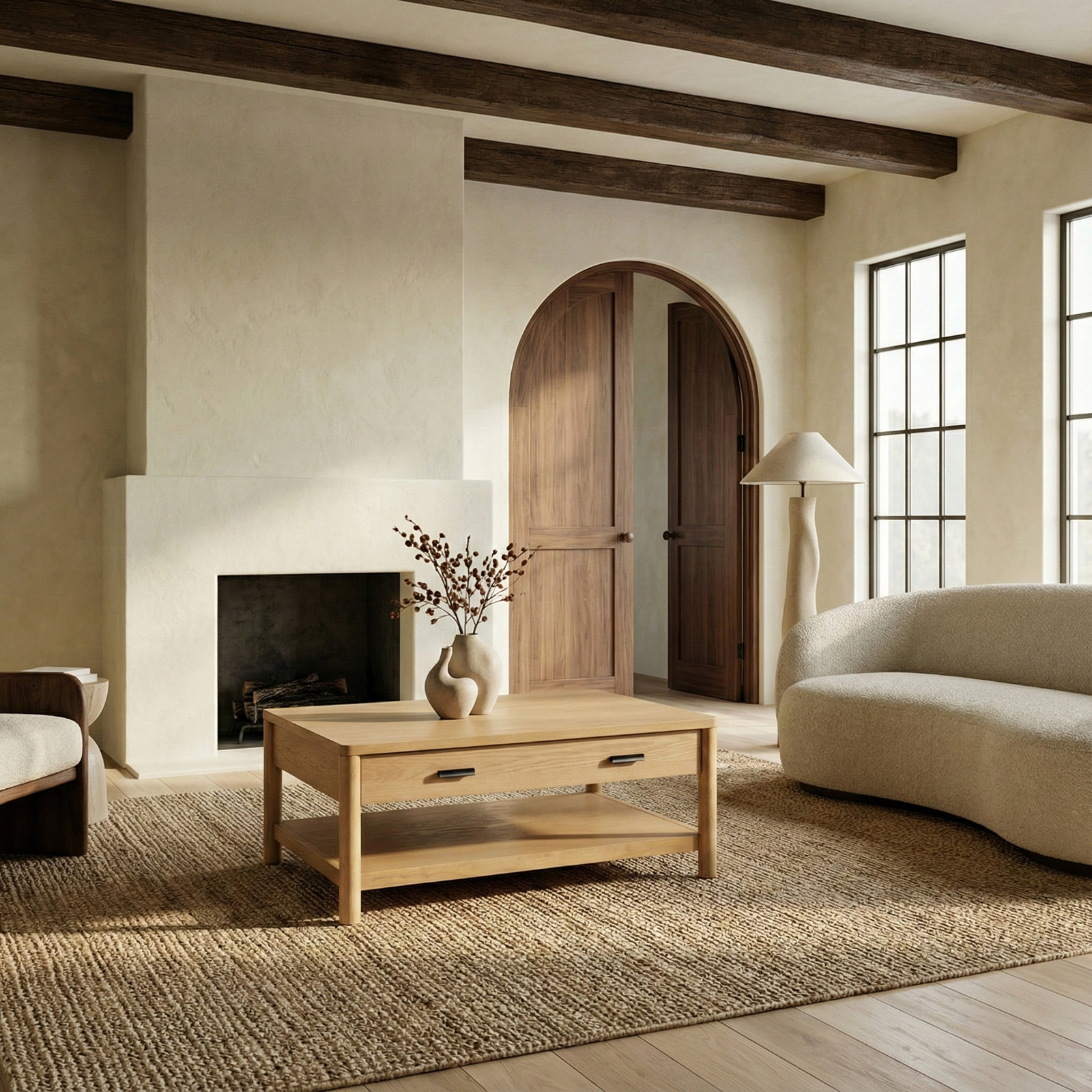 Kaplan 42" Coffee Table with Storage, Natural