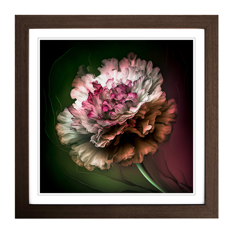 Carnation Flower Abstract Expressionism No.2 - Framed Print, Walnut
