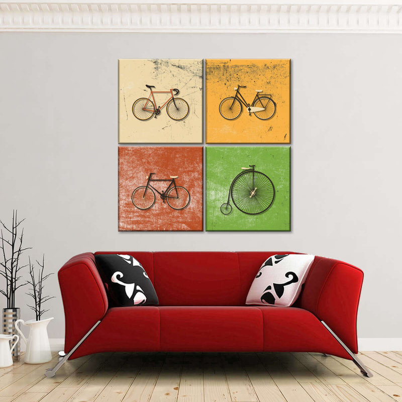 " Bicycle Evolution " by Ivan S 4 - Pieces, 18" W x 18" H