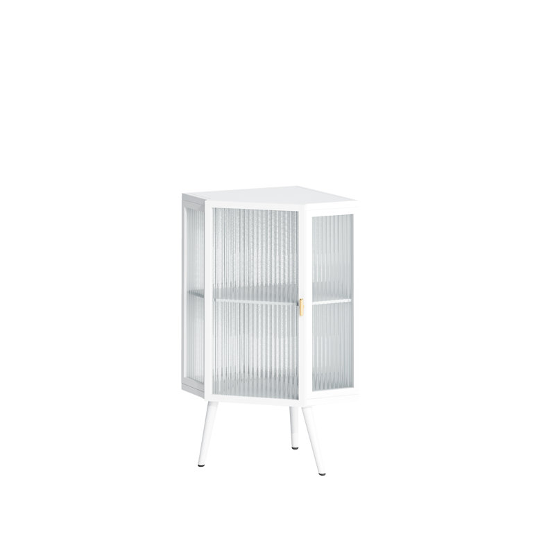 22.15" Corner Cabinet For Bathroom, Living Room, Bedroom - White With Storage Shelves & Glass Door, Simple Tempered Door 22.15", Fashionable Practical