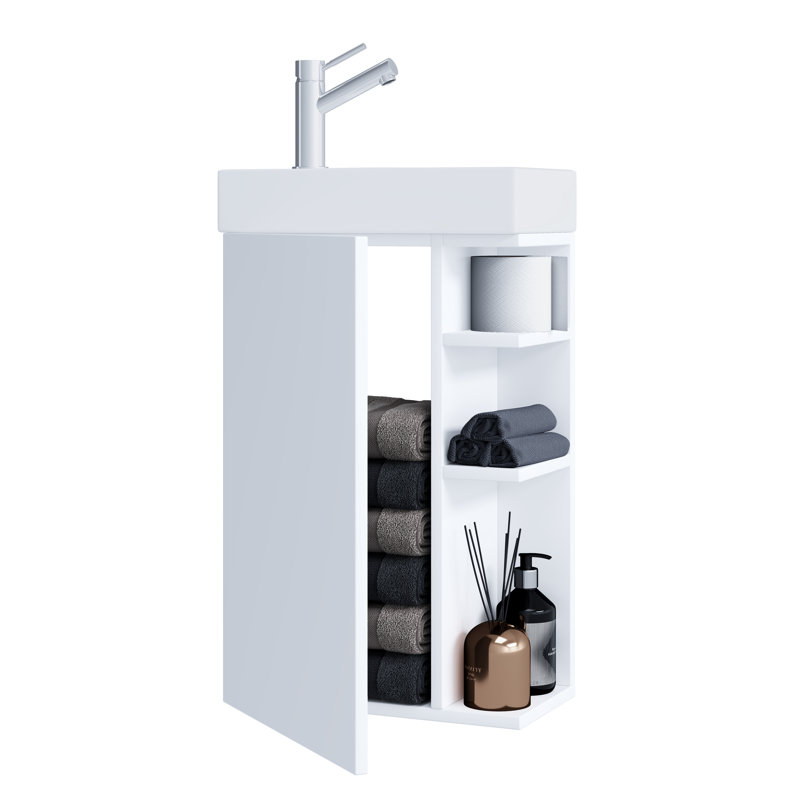 Raquele Bathroom Vanity with Basin, White